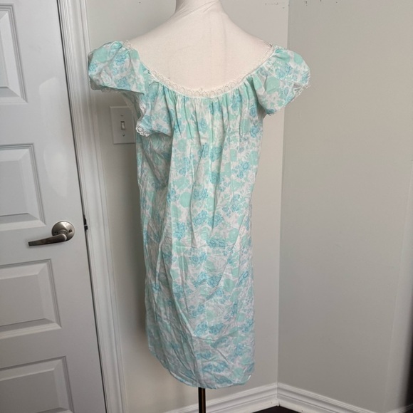 Vintage French country Floral nightie slip - Light Blue babydoll M - Picture 6 of 6